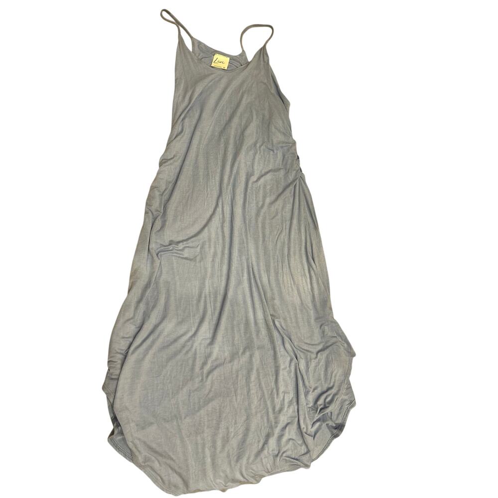 Livi Olivia Rae Blue Maxi Dress Spaghetti Strap Ruched Side XS